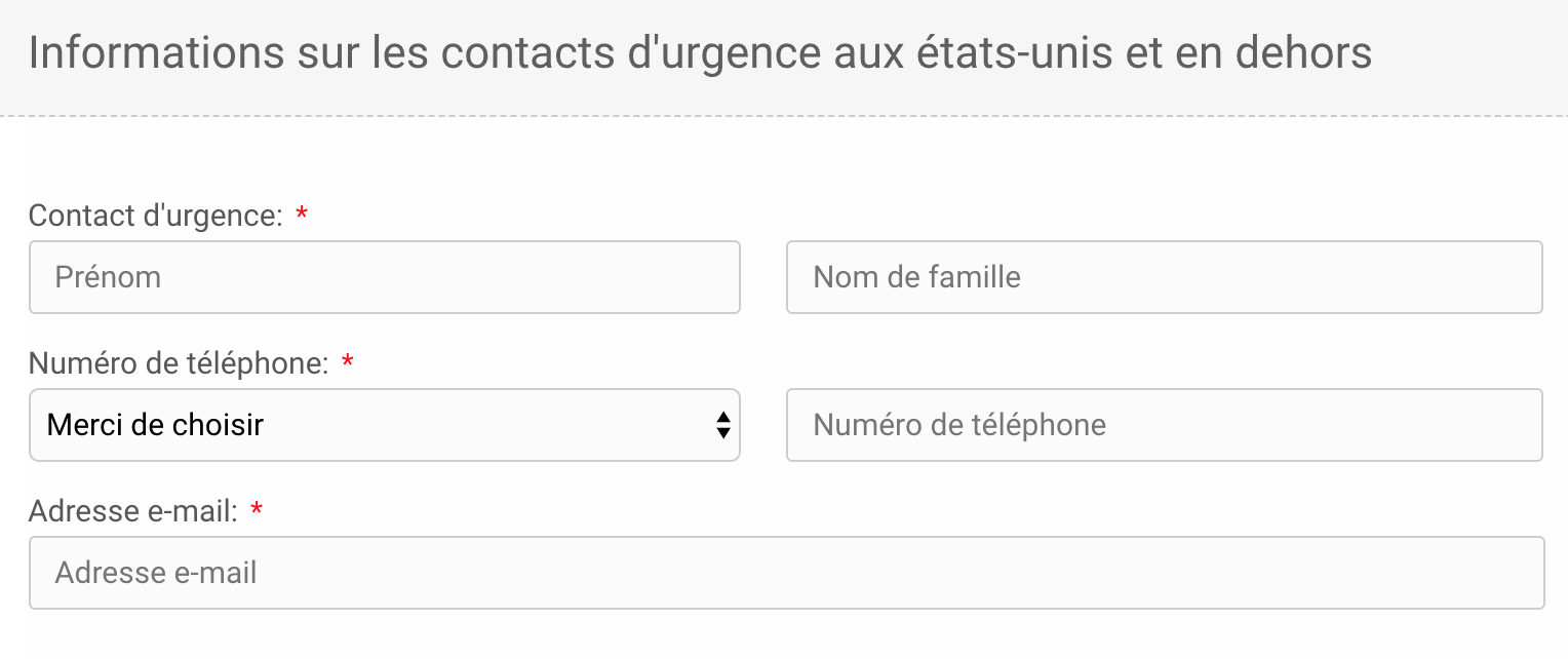 Informations sur les contacts d’urgences aux Etats Unis