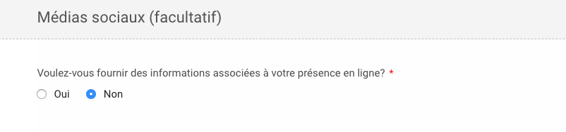 coordonnées des reseaux sociaux du demandeur ESTA